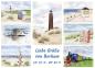 Preview: Postkarte DIN-A6 Aquarell Maritim Kunst Druck Kunstdruck Nordsee Strandkorb Leuchtturm Insel Borkum Meer Strand Dünen